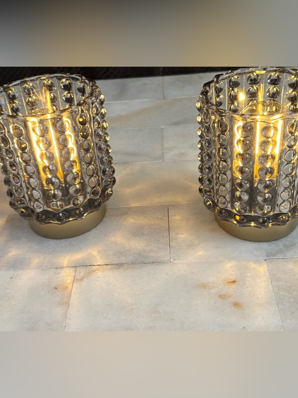 Smoked Glass Bubble Votive Candle Holders - Set of 4